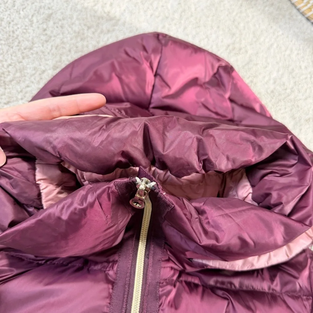 Kate Spade Women’s Untrimmed Down Puffer Coat Jacket Full Zip Hooded Red Wine M